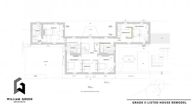 William Green Architects Stoke Gap House First floor plan