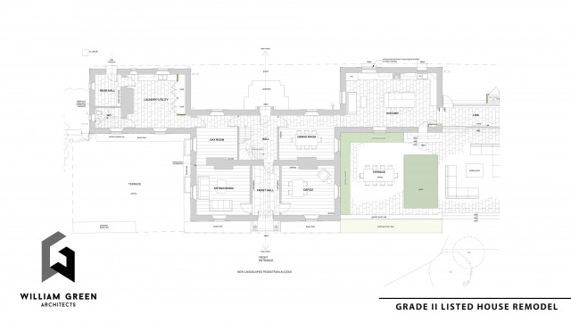 William Green Architects Stoke Gap House Ground floor plan